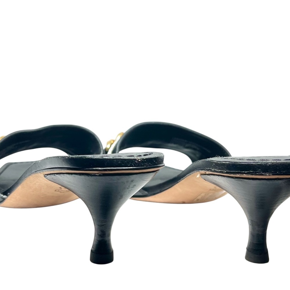 Tory Burch Black and Gold Chain Sandals - Picture 2 of 4